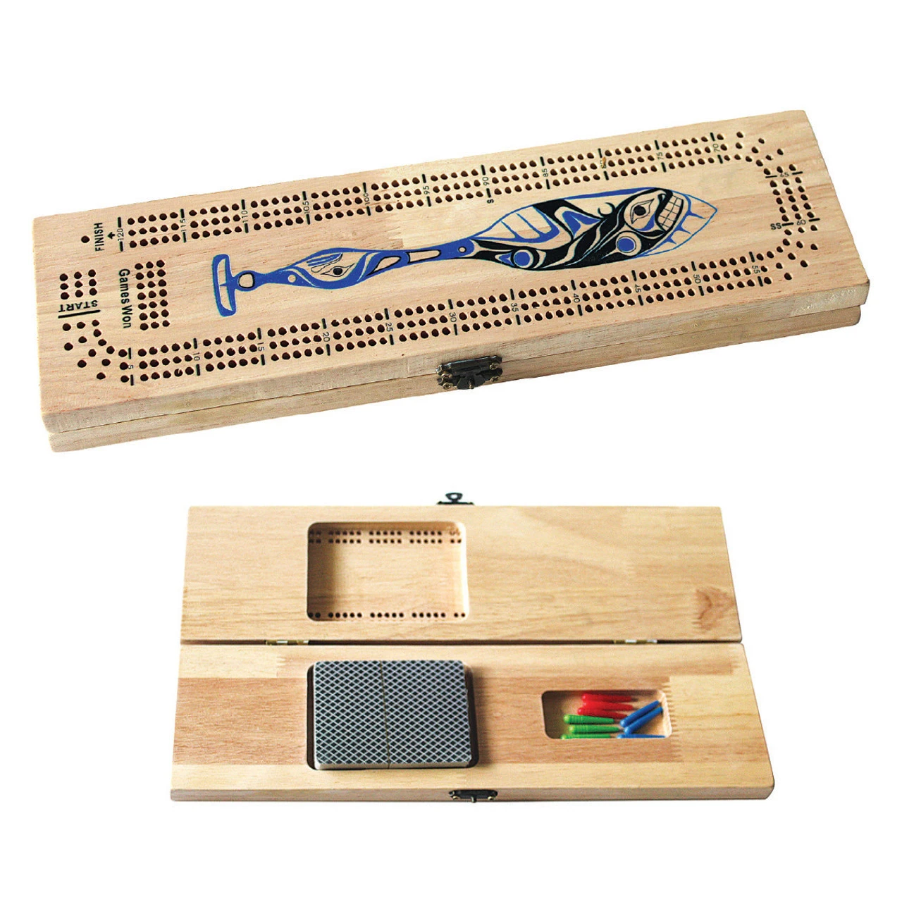 3 Track Cribbage Board - Whale Paddle 3 Track Cribbage Board - Whale Paddle -Western Canoe Kayak media 75014 45487.1750372511